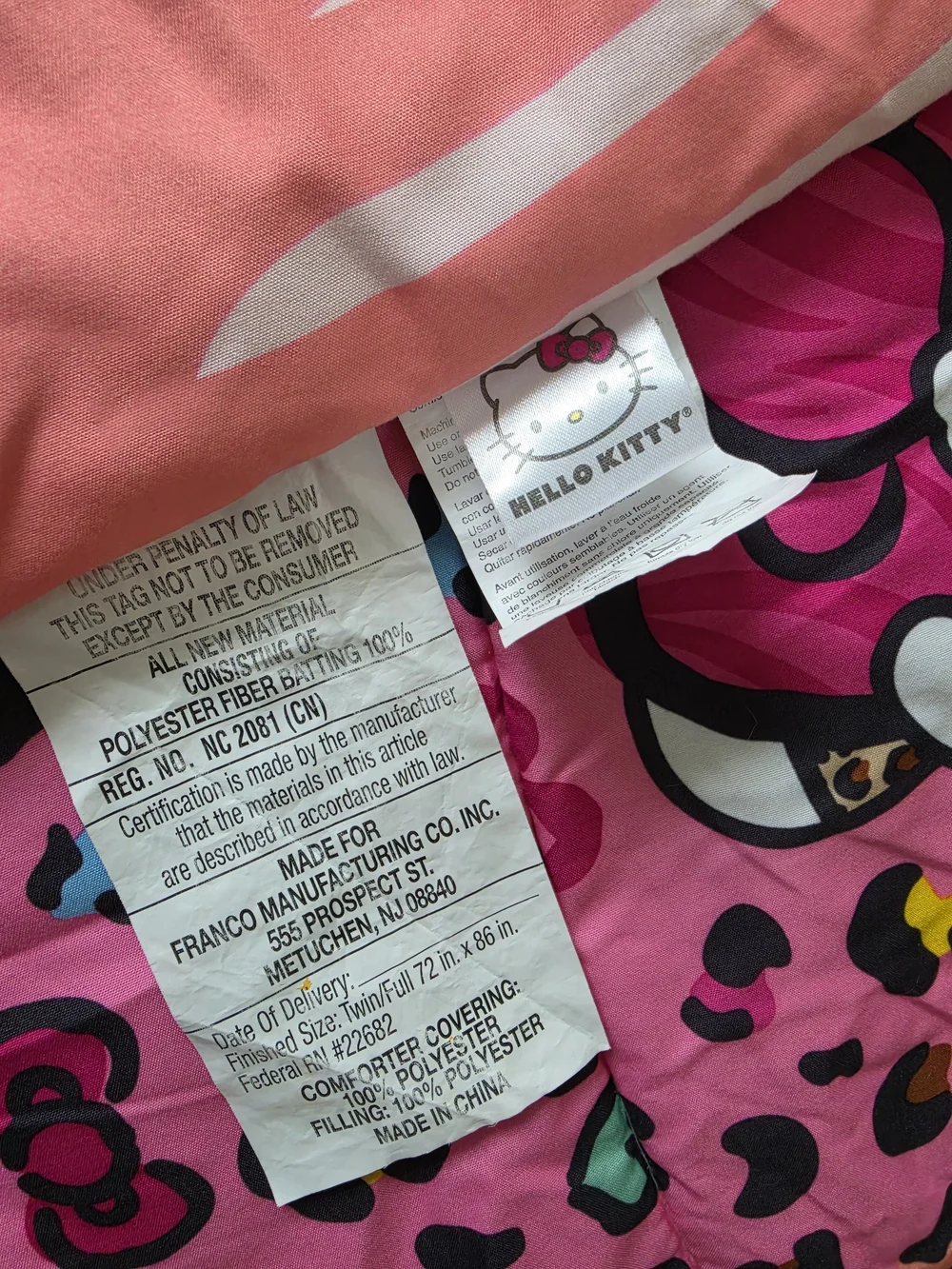 Hello Kitty Tropical / Leopard Reversable Twin Full  72x86 Comforter